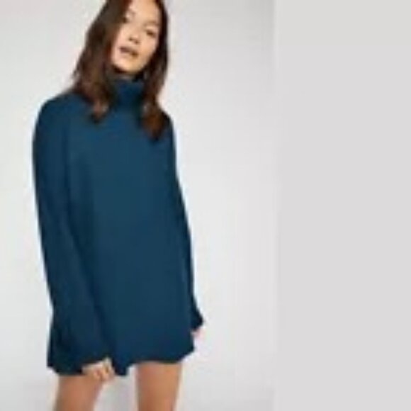 Free People Softly Structured Tunic Sweater Ribbed Deep Jade Boho LARGE OB816580 - Picture 1 of 13